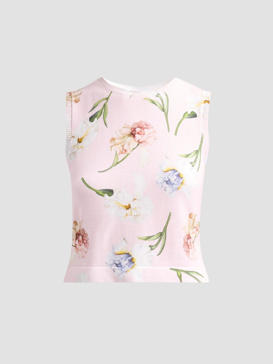 Oscar de la Renta Women's Resort Printed Twinset Tank - Blossom Multi - Size XL