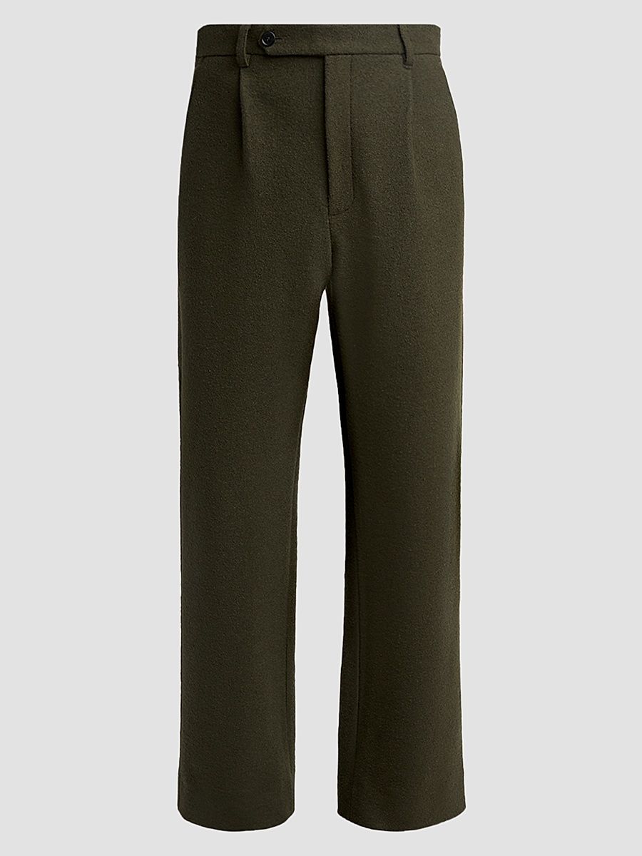 Men's Felted Wool-Blend Trousers - Beetle - Size 32