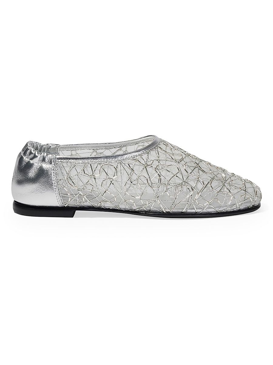 Women's Eden Metallic Lace Ballet Flats - Silver - Size 7