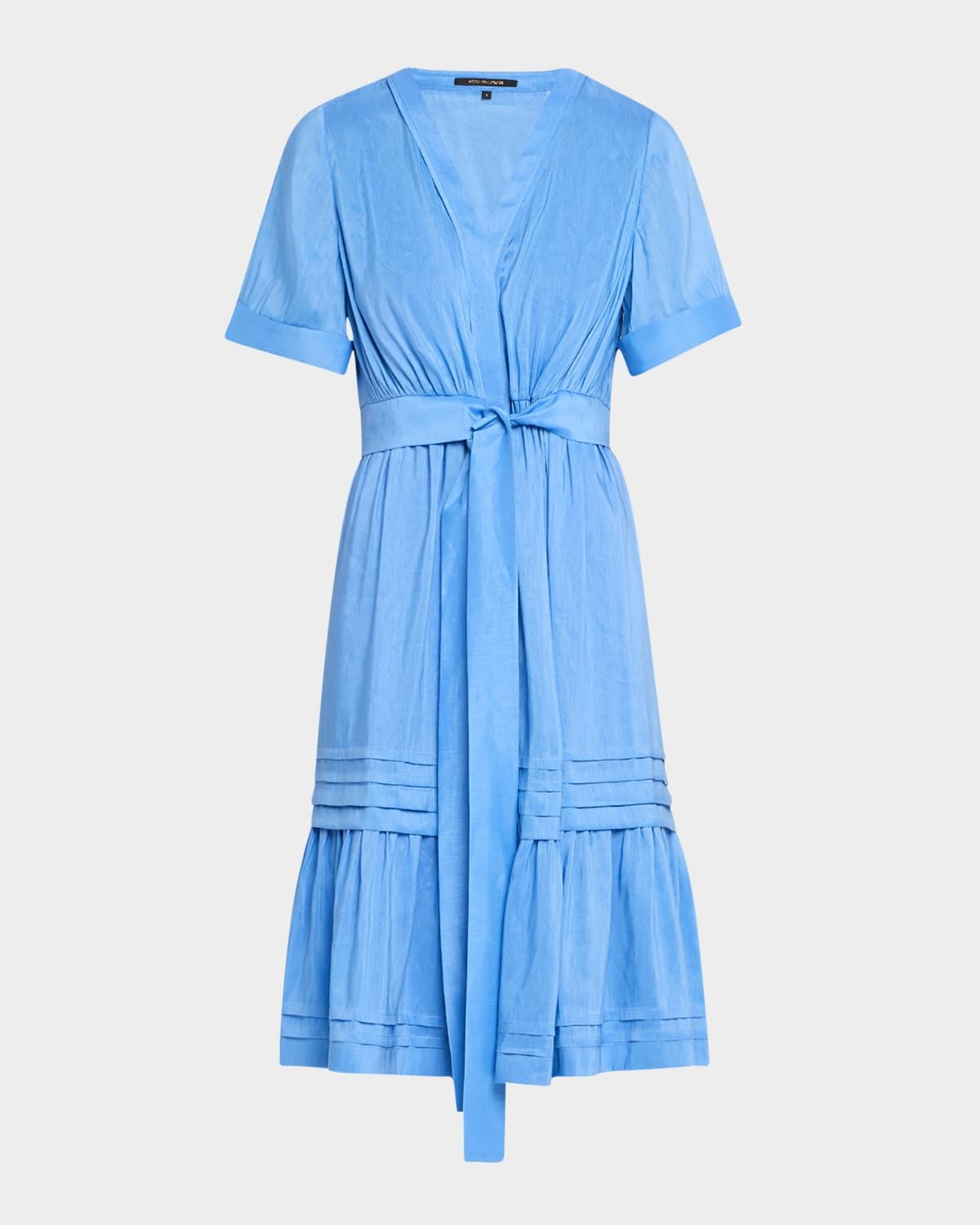 Miranda Pintuck Tiered Linen-Silk Midi Dress