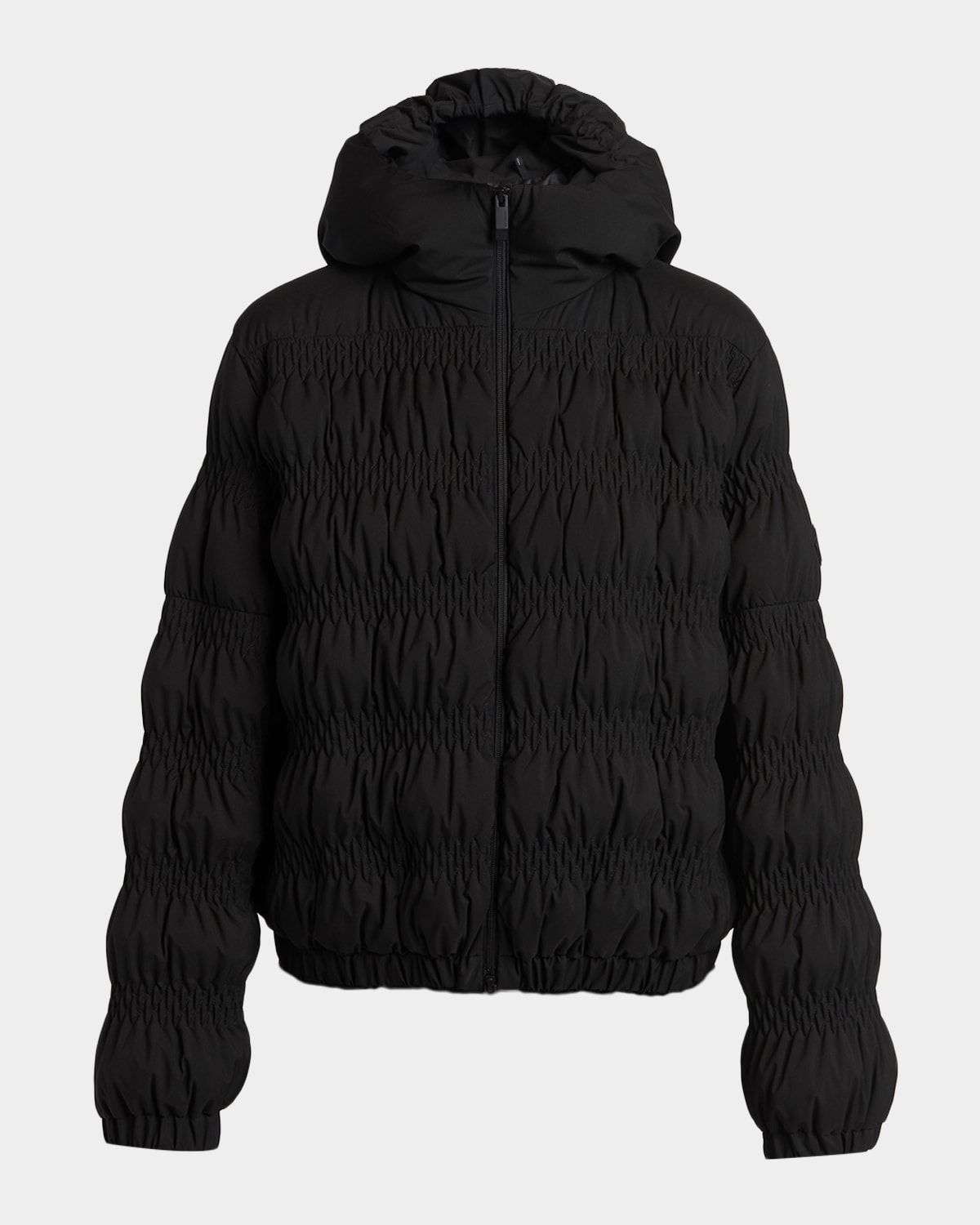 Noyer Gather-Quilted Hooded Short Down Jacket