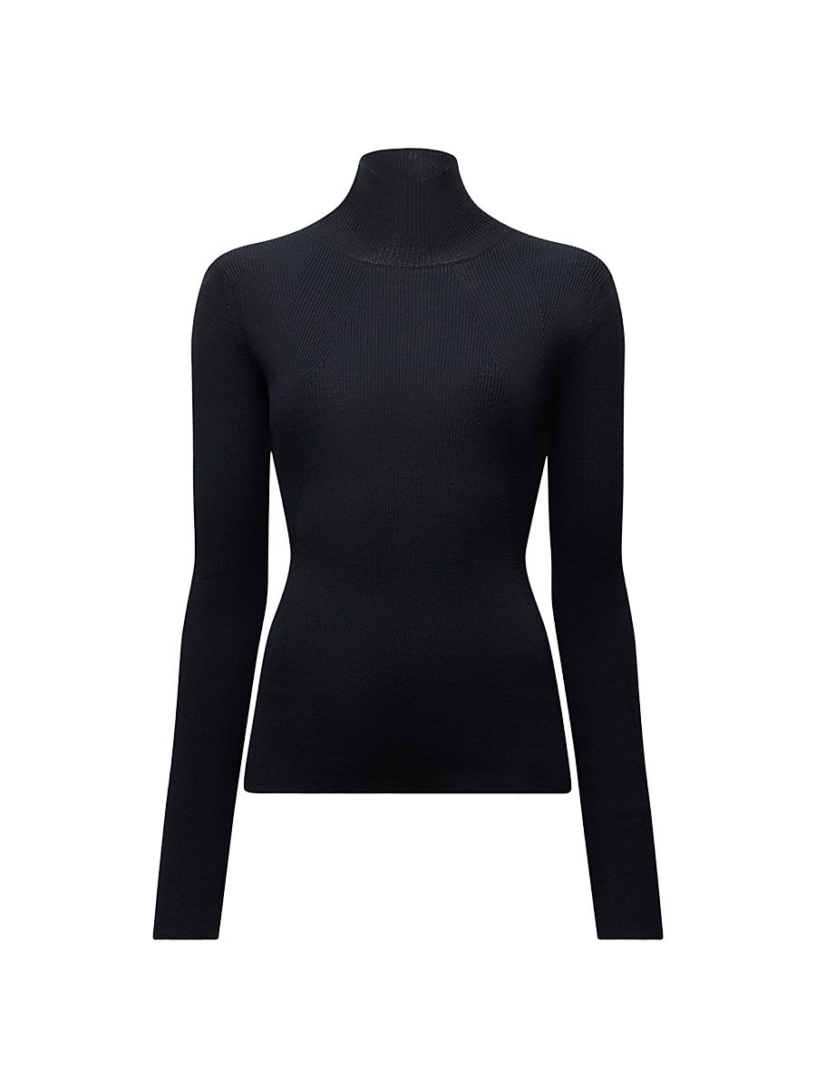 Women's Rib Knitwear Turtleneck Sweater - Black - Size XL