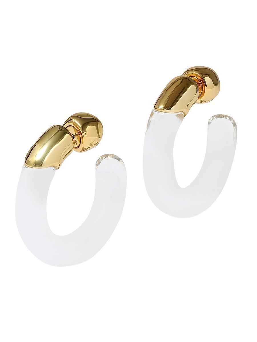 Women's Goldtone & Lucite Reversible Hoop Earrings - Clear