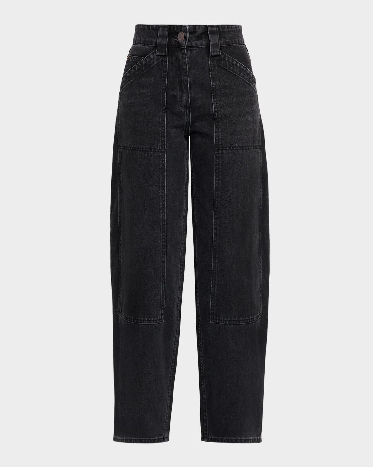 High-Rise Denim Crop Balloon Pants