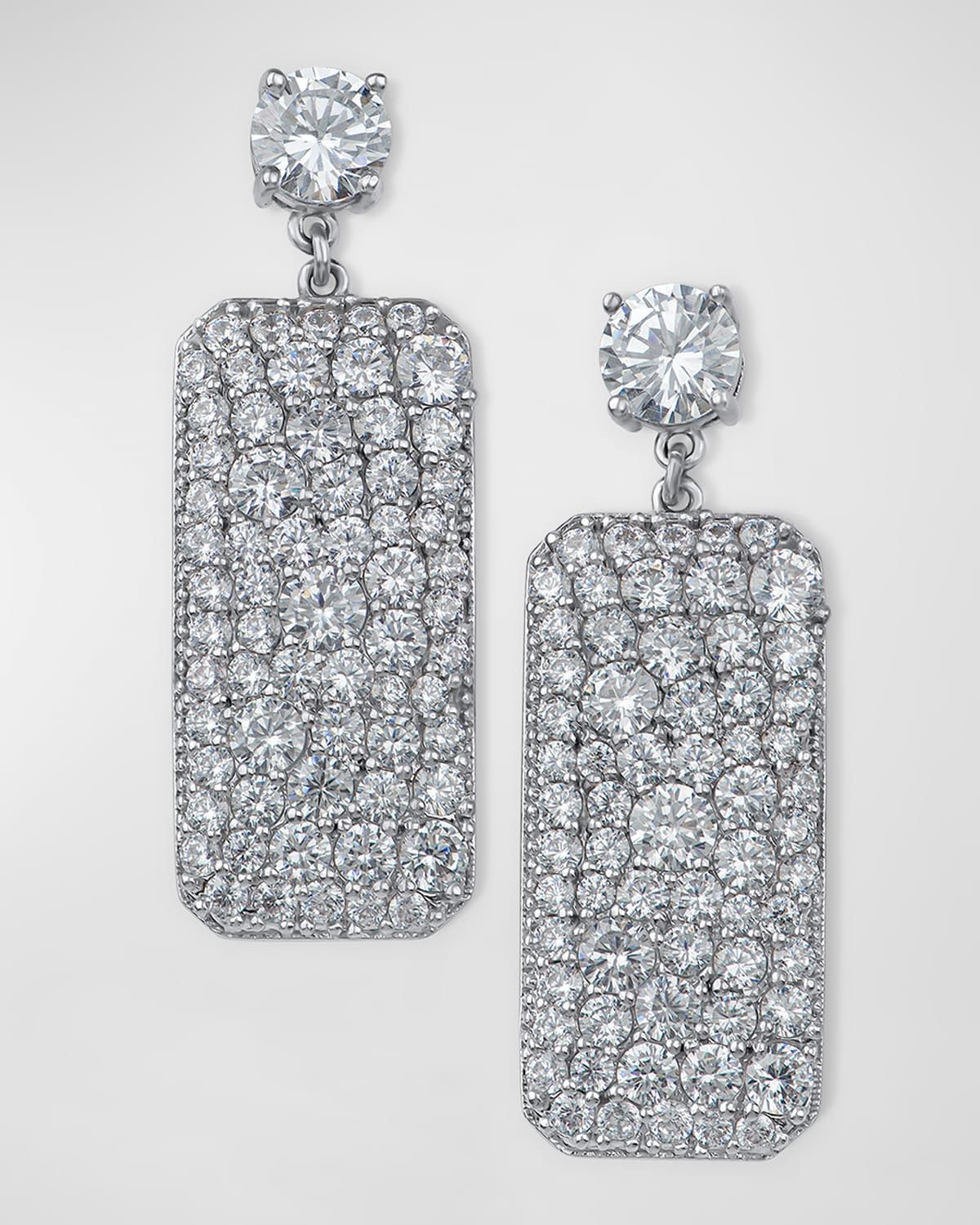 Multi Size Round Cubic Zirconia Rectangular Drop Earrings
