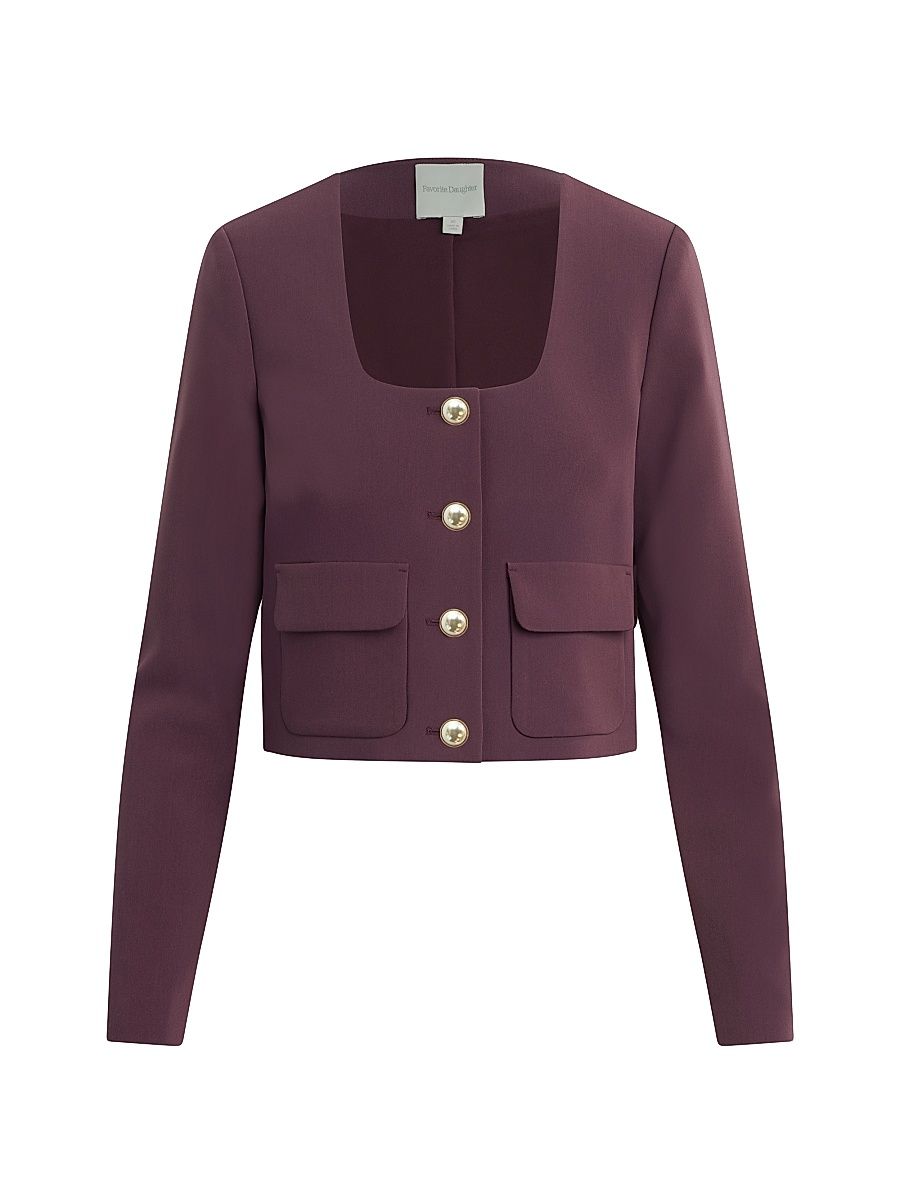 Women's The Laura Square-Neck Crop Jacket - Burgundy Dahlia - Size XS
