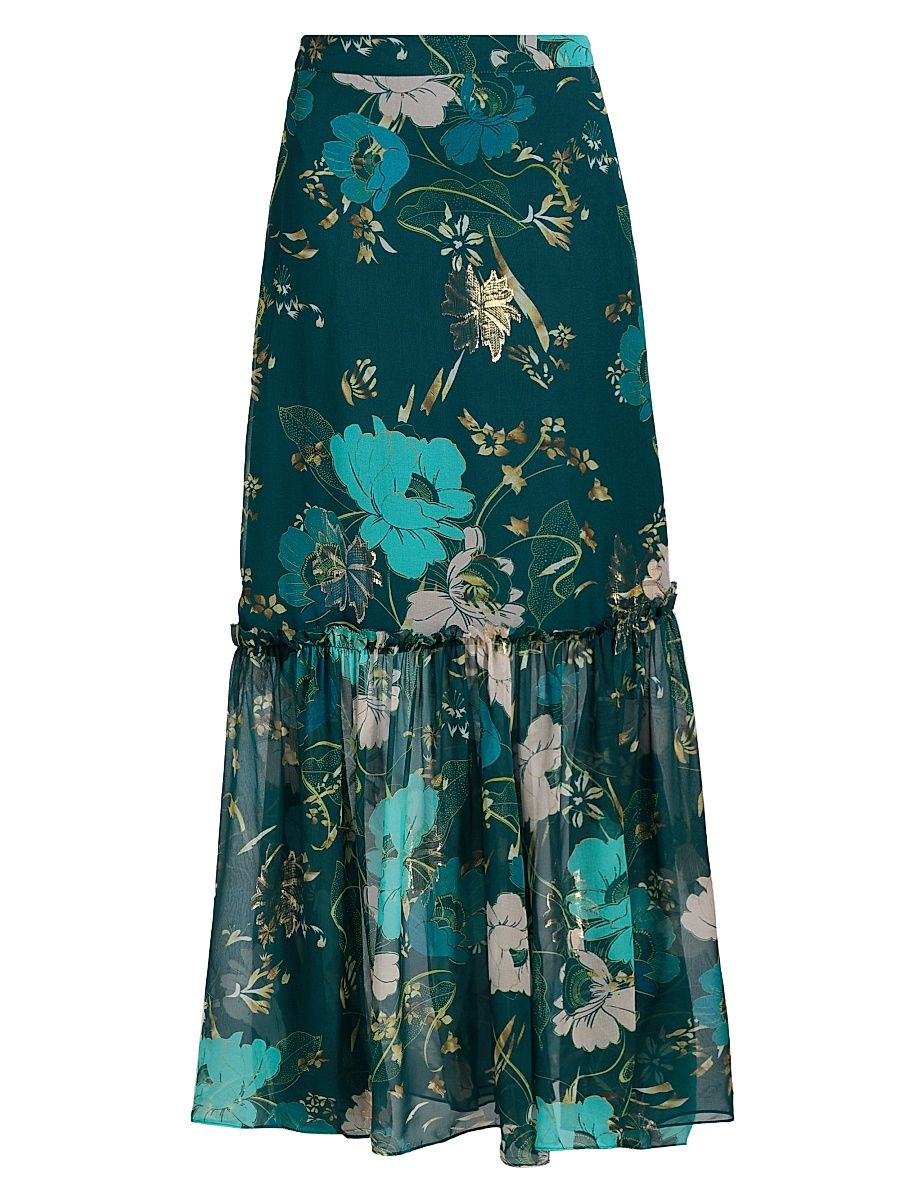 Women's Jordan Floral Maxi Skirt - Blooming Floral Peacock Blue - Size 14