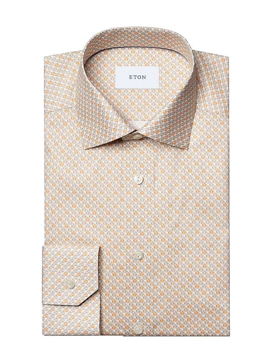 Men's Cocktail Twill Slim-Fit Shirt - Orange - Size 15.5
