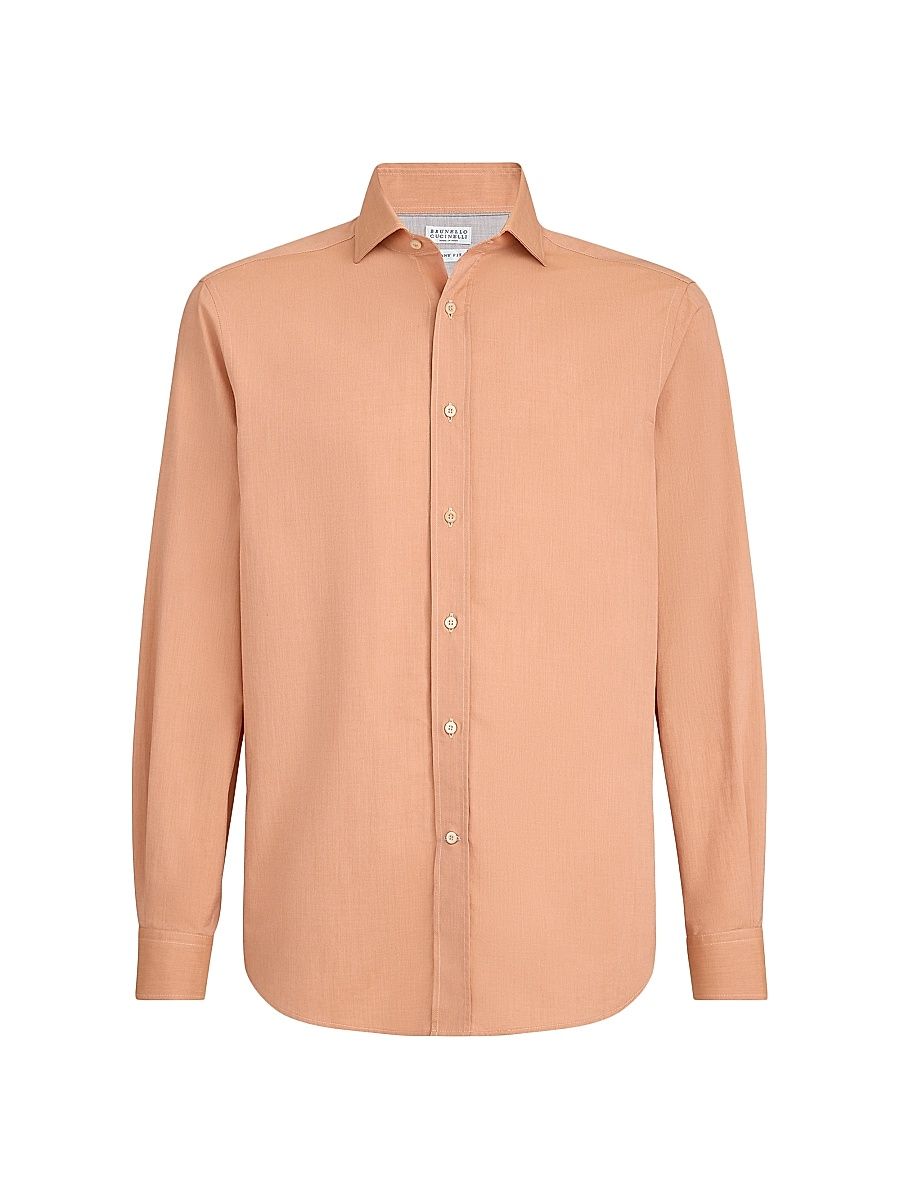 Men's Poplin Easy Fit Shirt with Spread Collar - Apricot - Size XXXXL