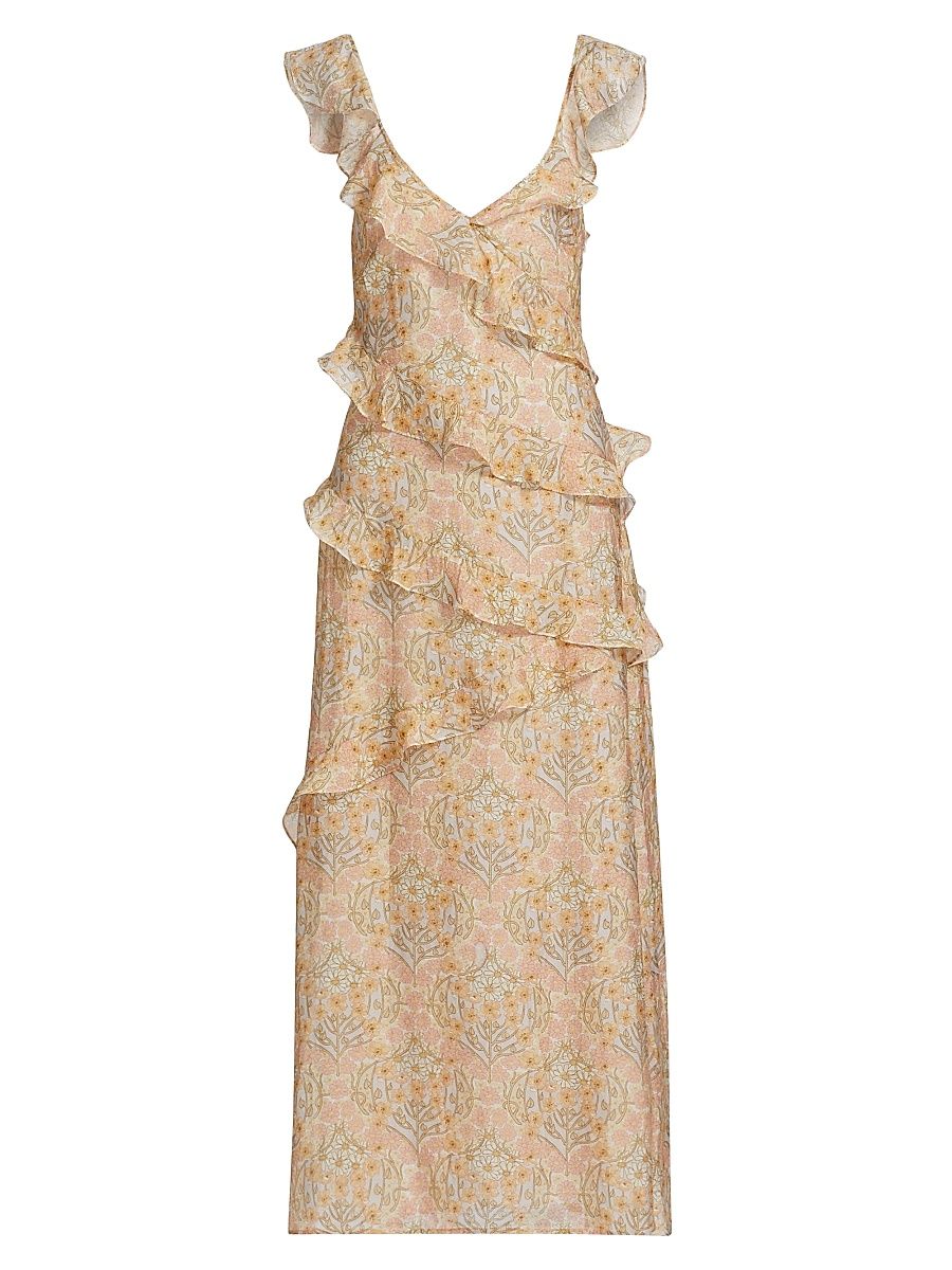 Women's Calabasas Floral Ruffle Maxi Dress - Crystal Multi - Size 8