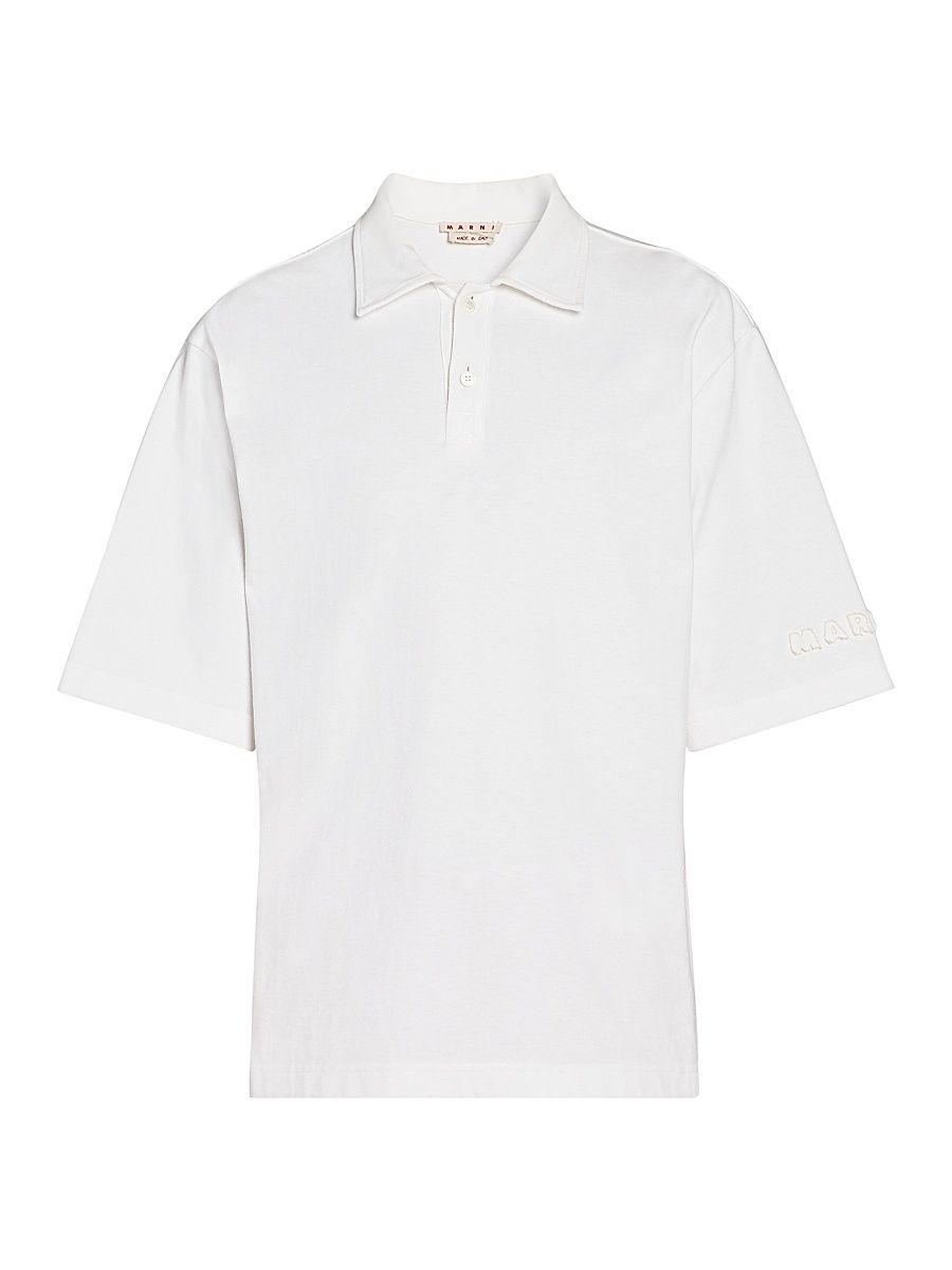 Men's Silk Polo Shirt - Lily White - Size 46