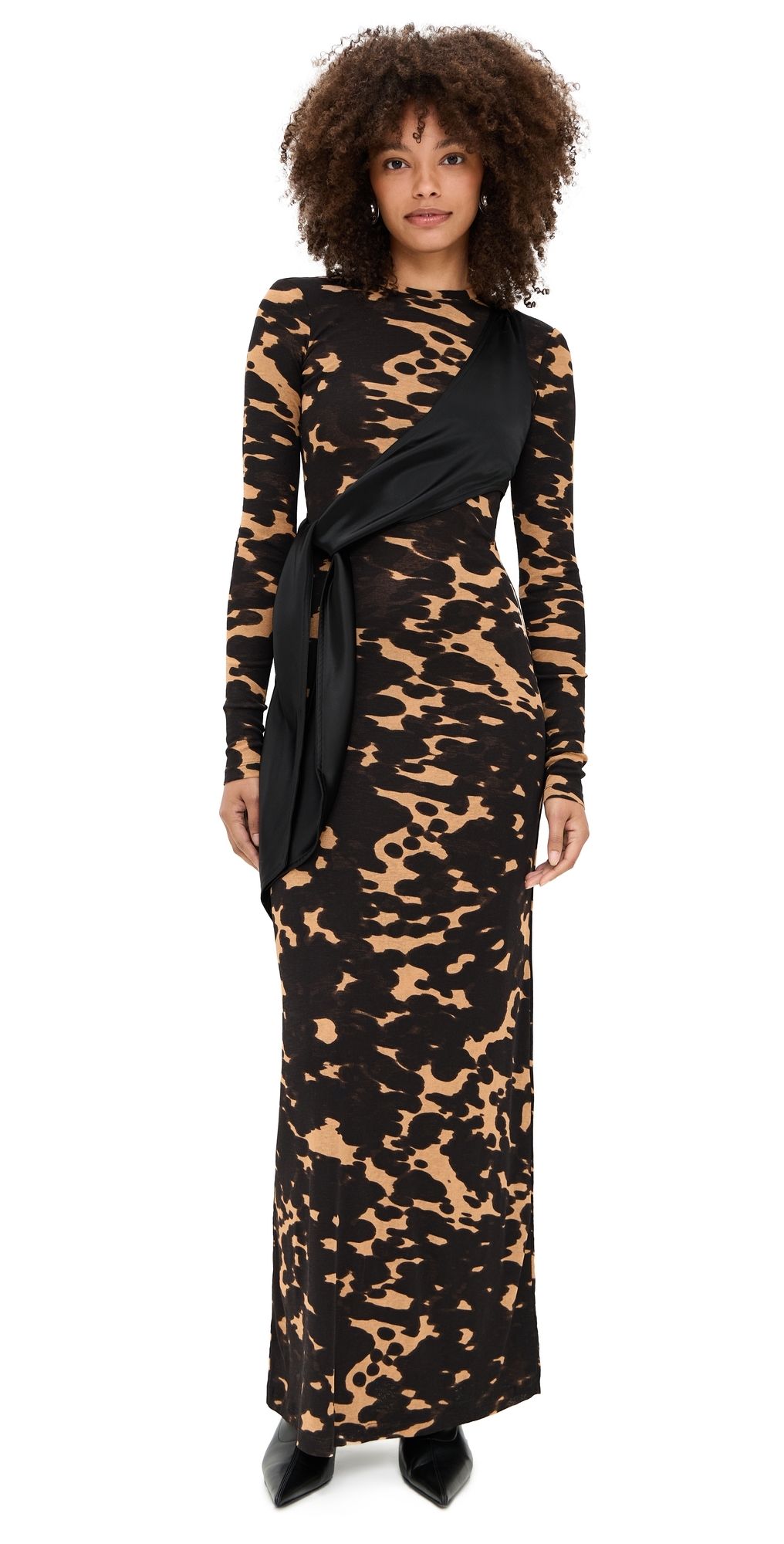 Nanushka Yura Dress Midnight Mocha Apricot/Black M