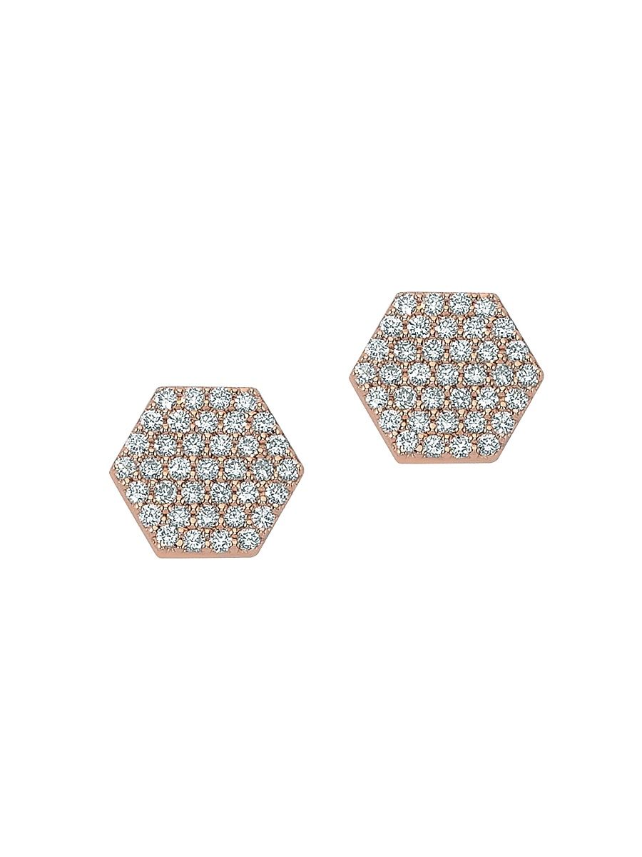 Women's Honey 14K Rose Gold & 0.31 TCW Diamond Honeycomb Earrings - Rose Gold
