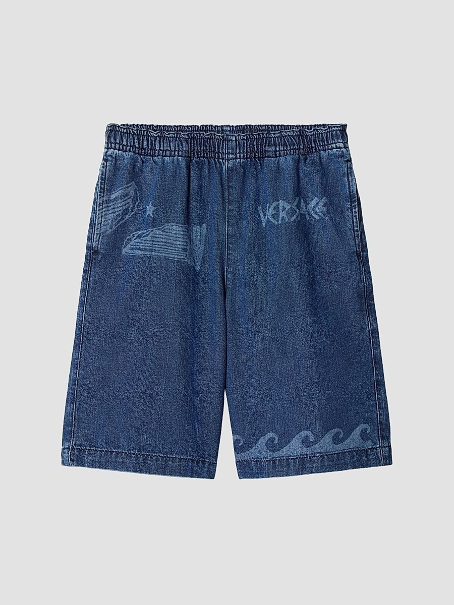 Little Boy's & Boy's Laser Logo Denim Shorts - Medium Blue - Size 8