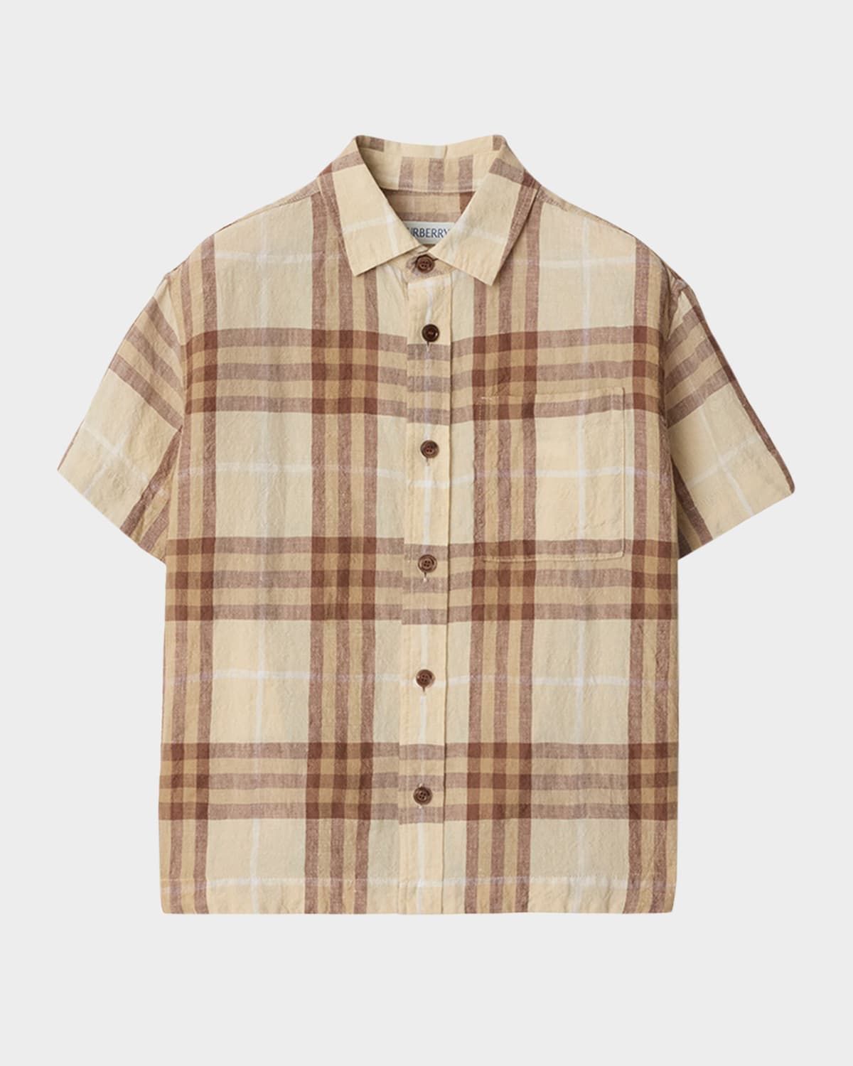 Boy & apos;s Devon Check Linen Short-Sleeve Shirt