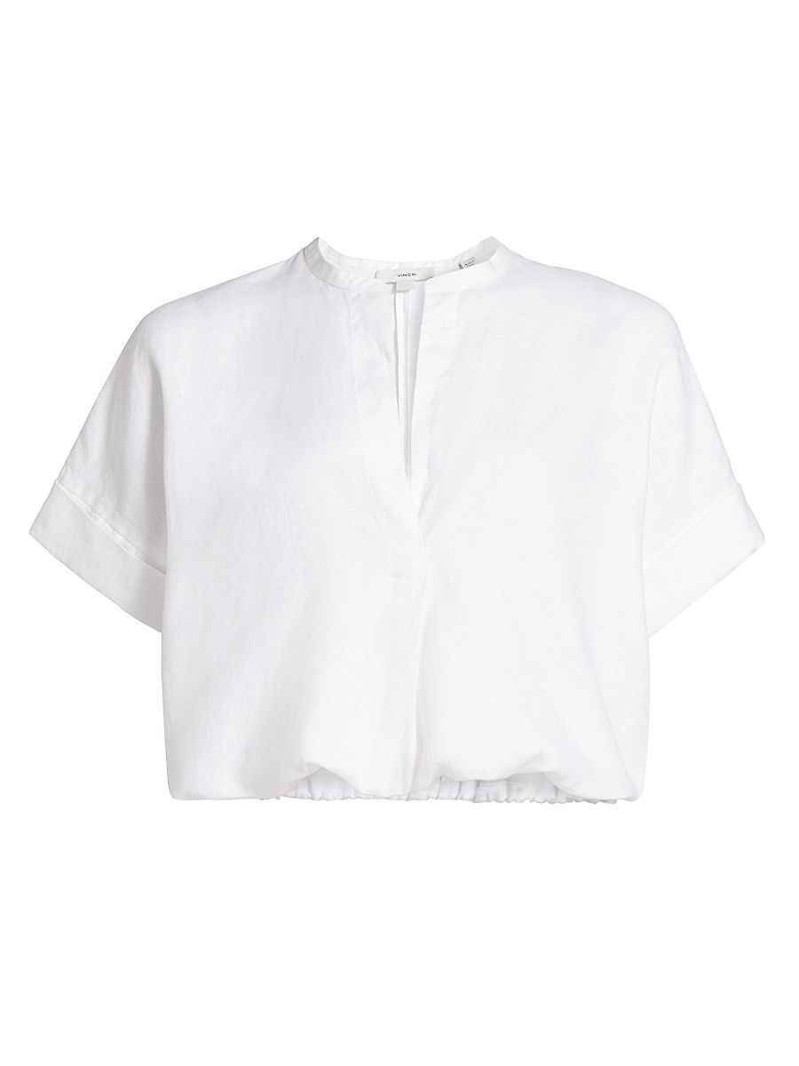 Women's Linen Dolman Short-Sleeve Shirt - Optic White - Size XXS