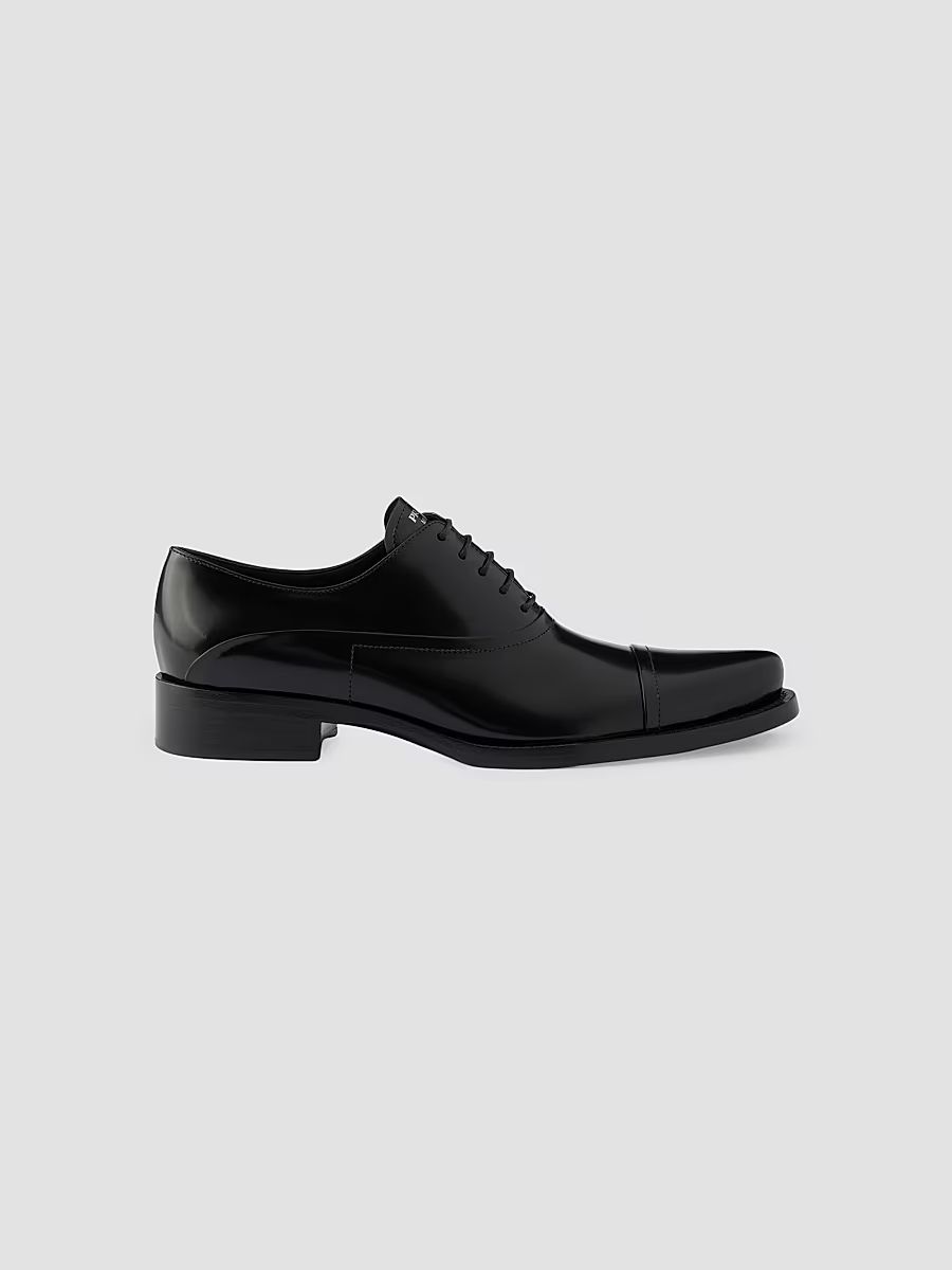 Women's Brushed Leather Lace-Up Shoes - Black - Size 5.5