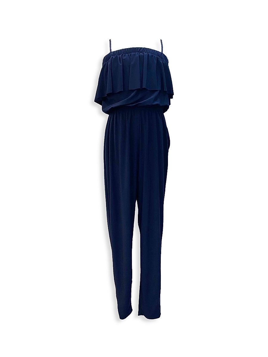 Girl's Tiered Tapered Jumpsuit - Navy - Size 14