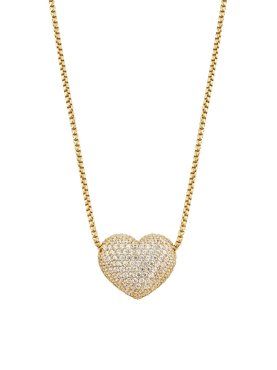 Women's Puffy Heart 18K Gold-Plated & Cubic Zirconia Pendant Necklace - Gold