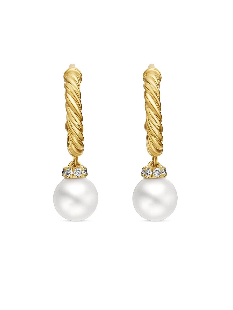 Women's Petite Solari Drop Earrings in 18K Yellow Gold - Gold Pearl