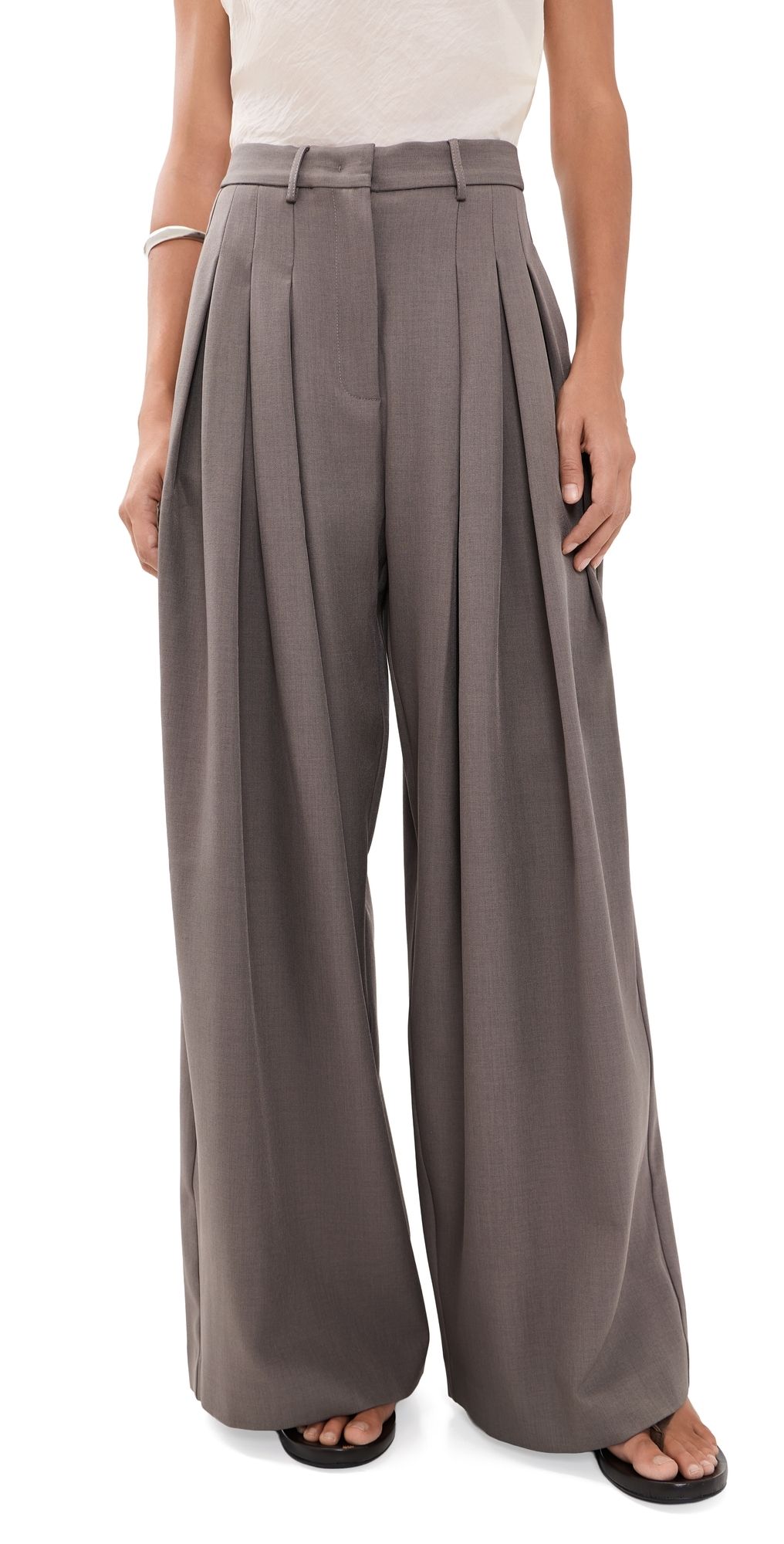 MEIMEIJ Oversized Wide Leg Pleated Pants Fango 42