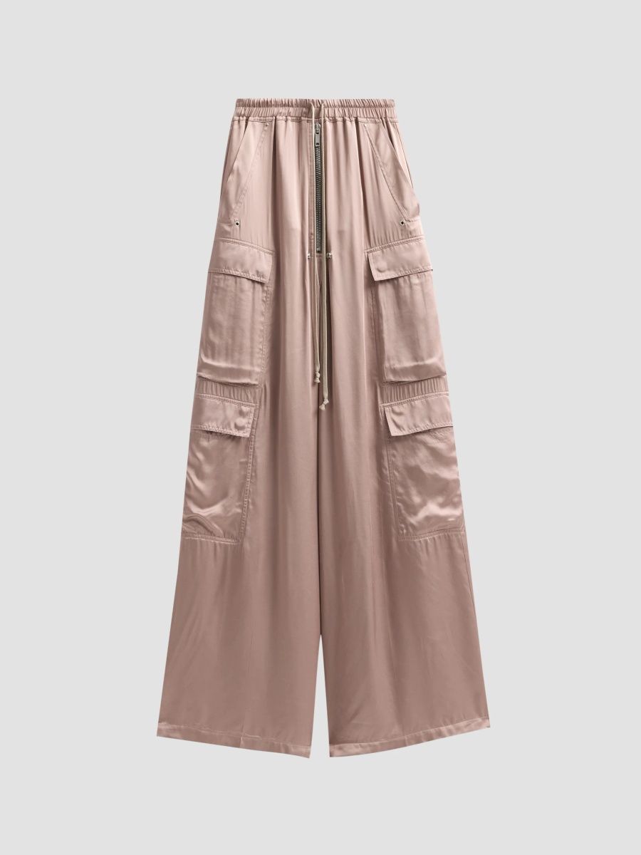 Rick Owens Women's Cargobelas Satin Wide-Leg Pants - Rose - Size 8