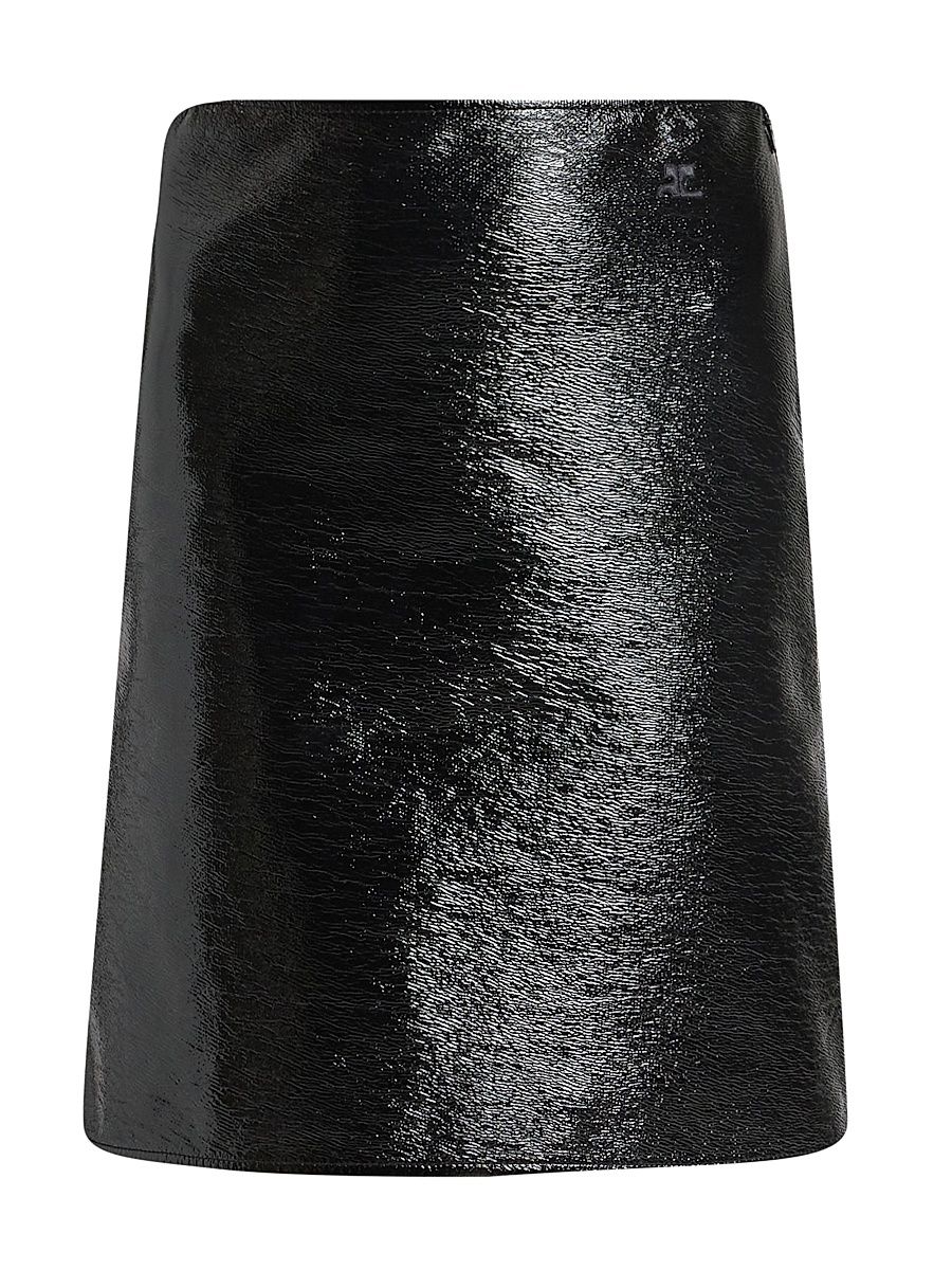 Women's Vinyl Cotton-Blend Mini Skirt - Black - Size 4