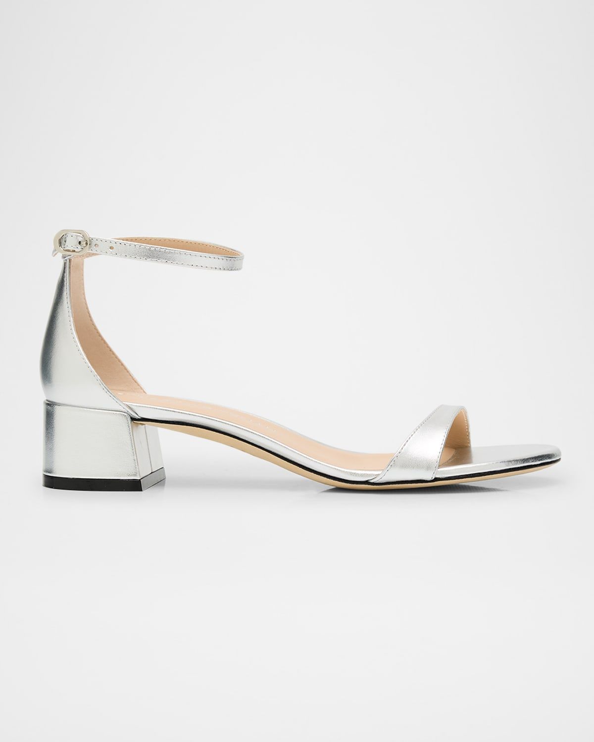 Nudist Metallic Ankle-Strap Sandals
