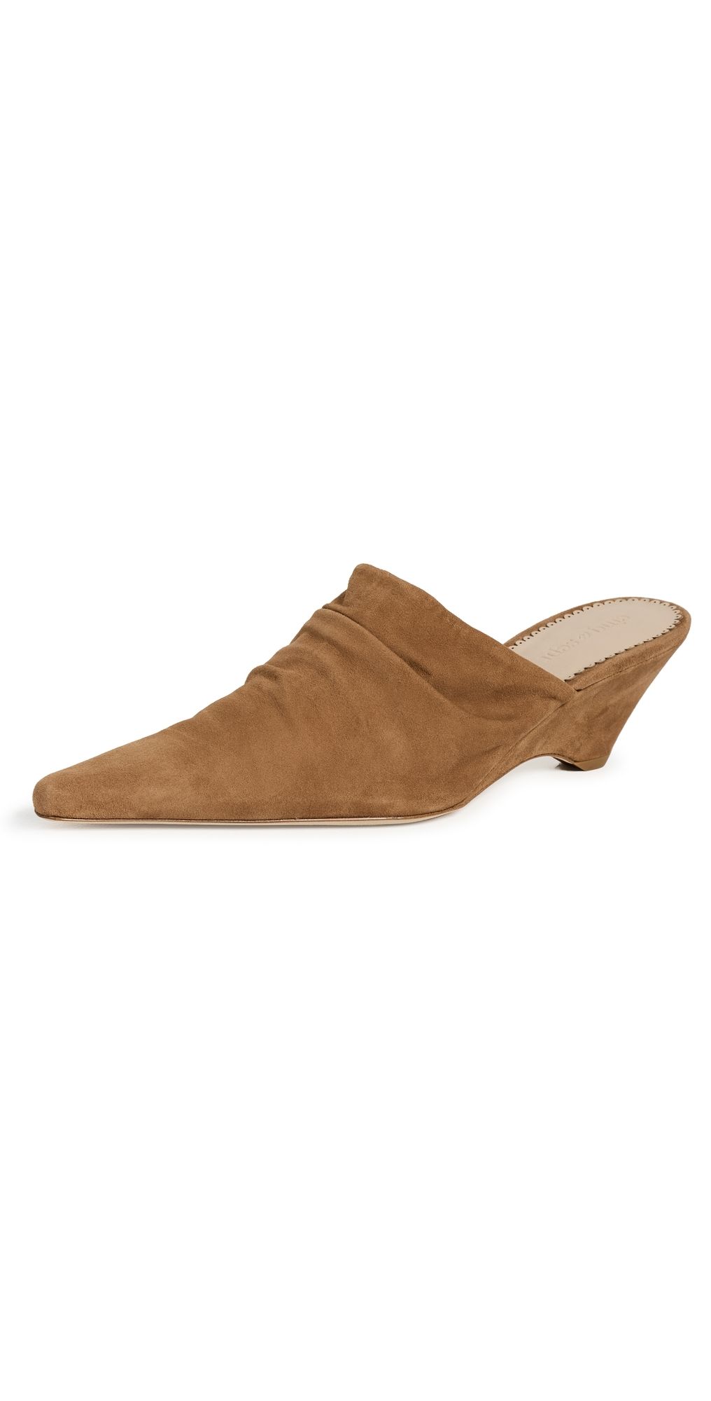 Cinq à Sept Sonia Curved Wedge Mules Toffee 37.5