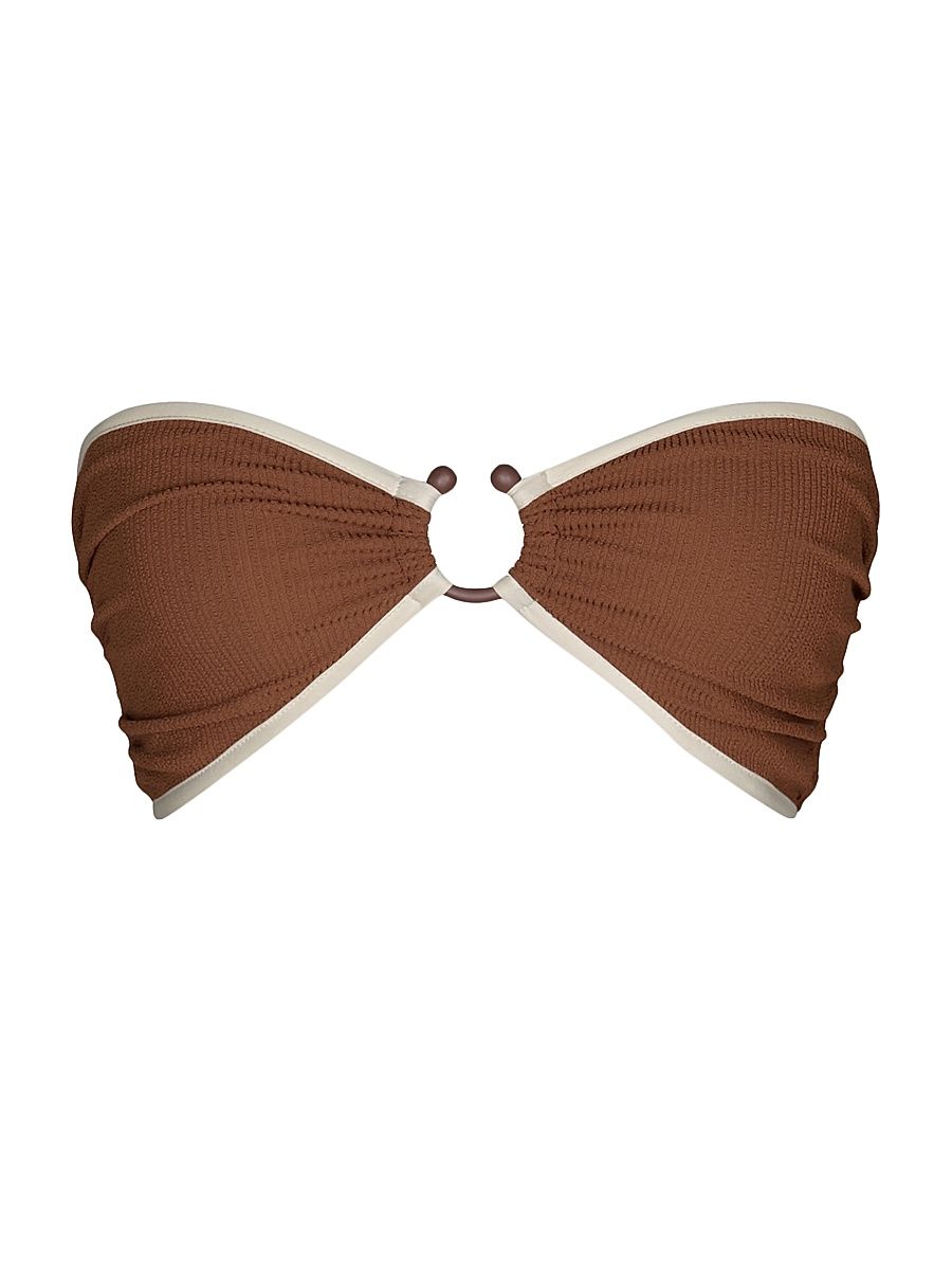 Women's La Paz Seawaters Textured Bikini Top - Mocca Ecru - Size XS