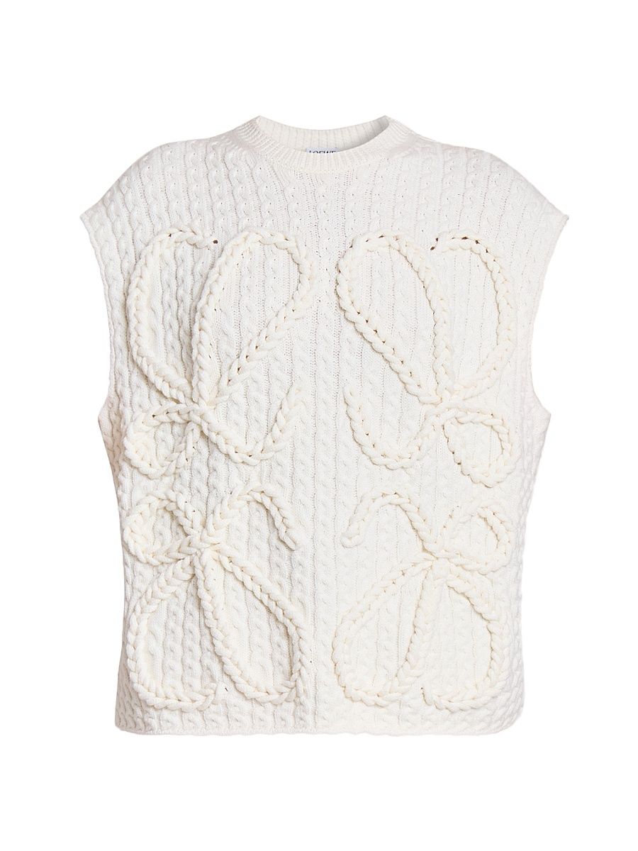 Women's Anagram Knit Vest - White - Size Medium
