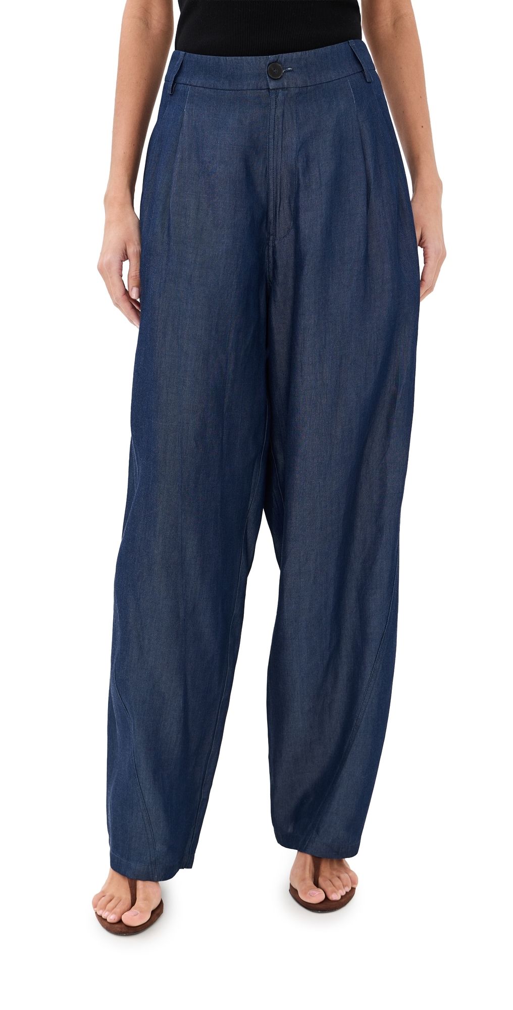 DARKPARK Phebe Chambray Wide Leg Pants Blue Denim 42