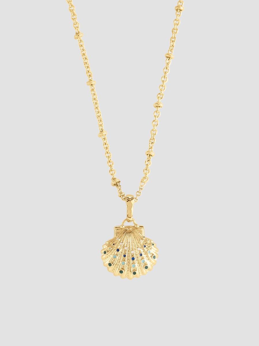 Anabel Aram Women's Milos 18K-Gold-Plated, Enamel & Pearl Clamshell Locket - Yellow Gold