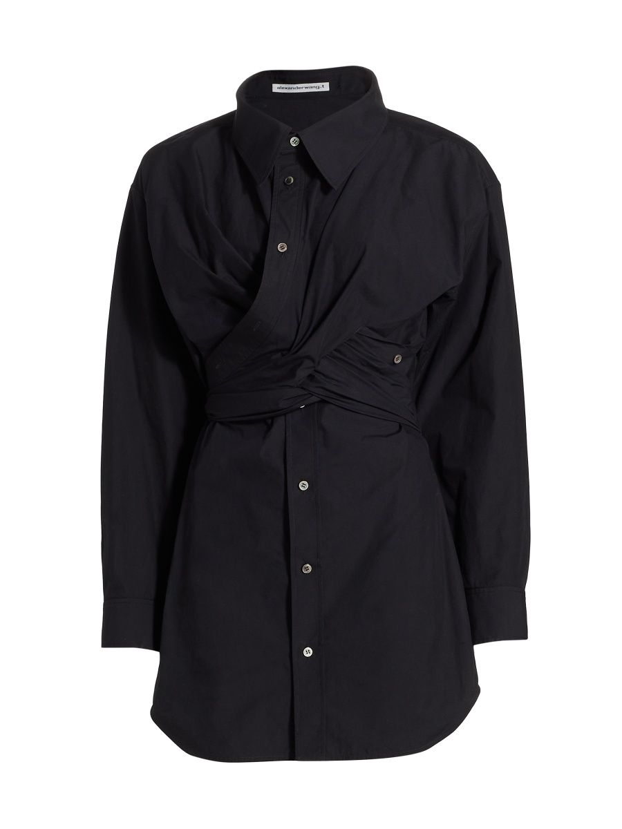 Women's Cross-Front Shirt Dress - Black - Size 2