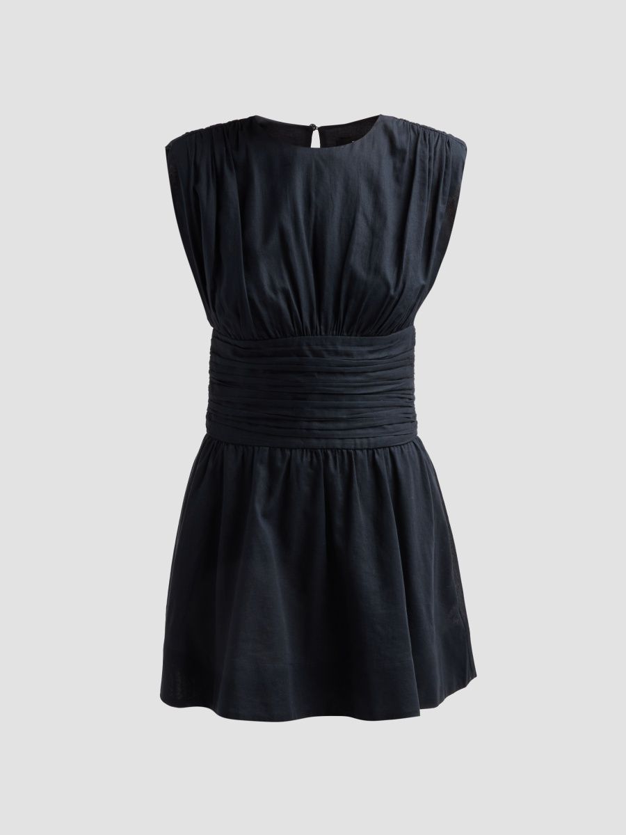 Toccin Women's Eloise Strong Shoulder Ruched Mini Dress - Washed Jet - Size 2