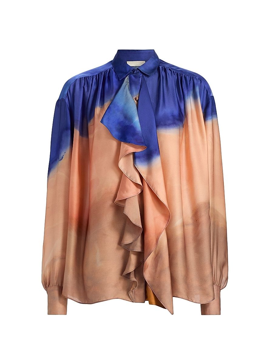 Women's Gesture Printed Silk Blouse - Moontide - Size 8