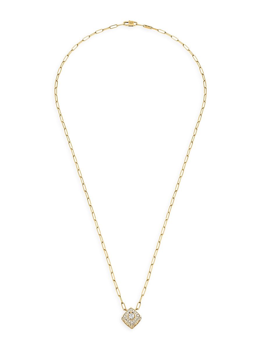 Women's Le Cube Diamant 18K Yellow Gold & 0.22 TCW Diamond Extra Large Pendant Necklace - Yellow Gold