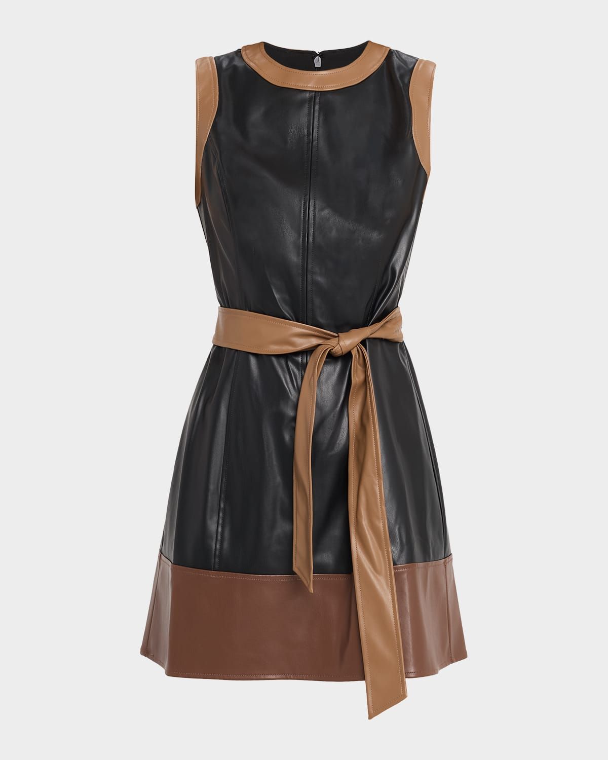 Shanti Contrast-Trim Faux Leather Mini Dress