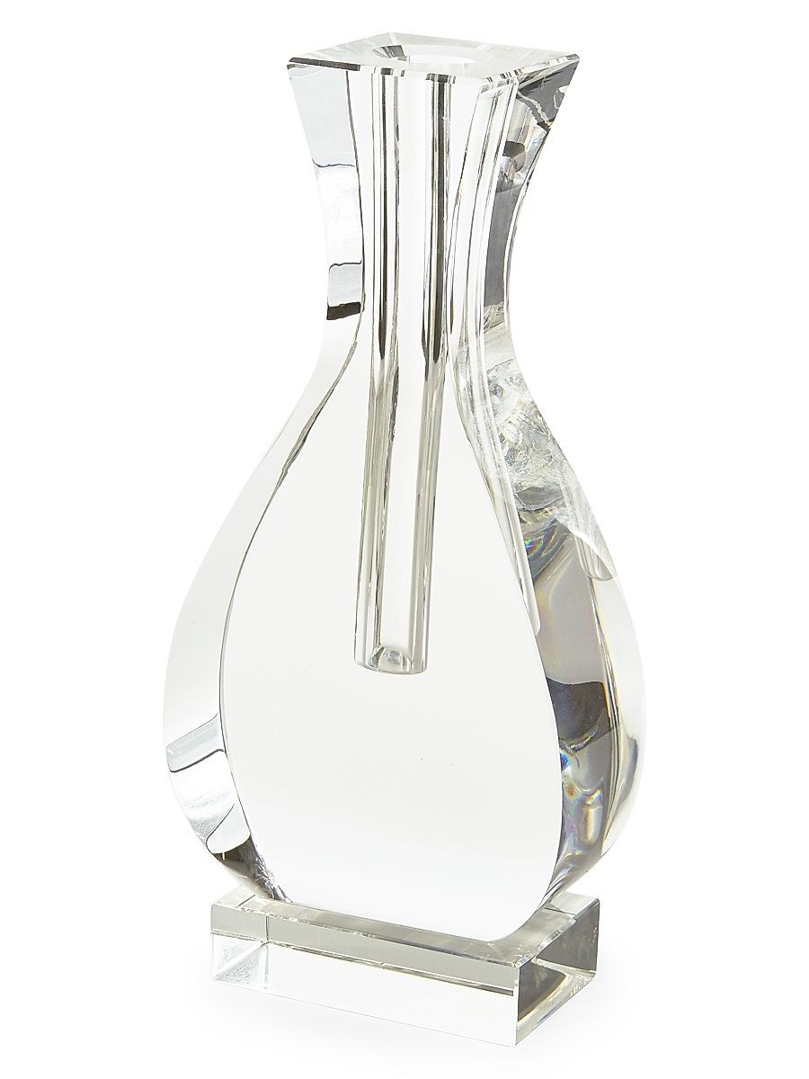 Clear Crystal Flat Urn Vase - Clear
