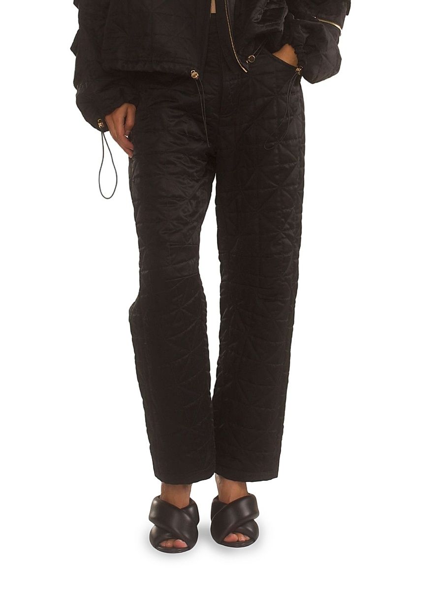 Women's Quilted Horseshoes Straight-Leg Pants - Black - Size Small