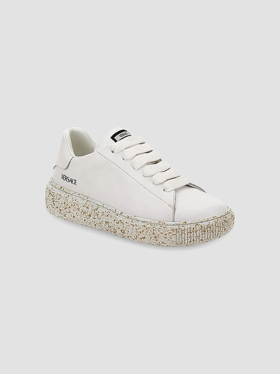 Versace Unisex Kid's Leather Low-Top Sneakers - White - Size 4.5 (Child)