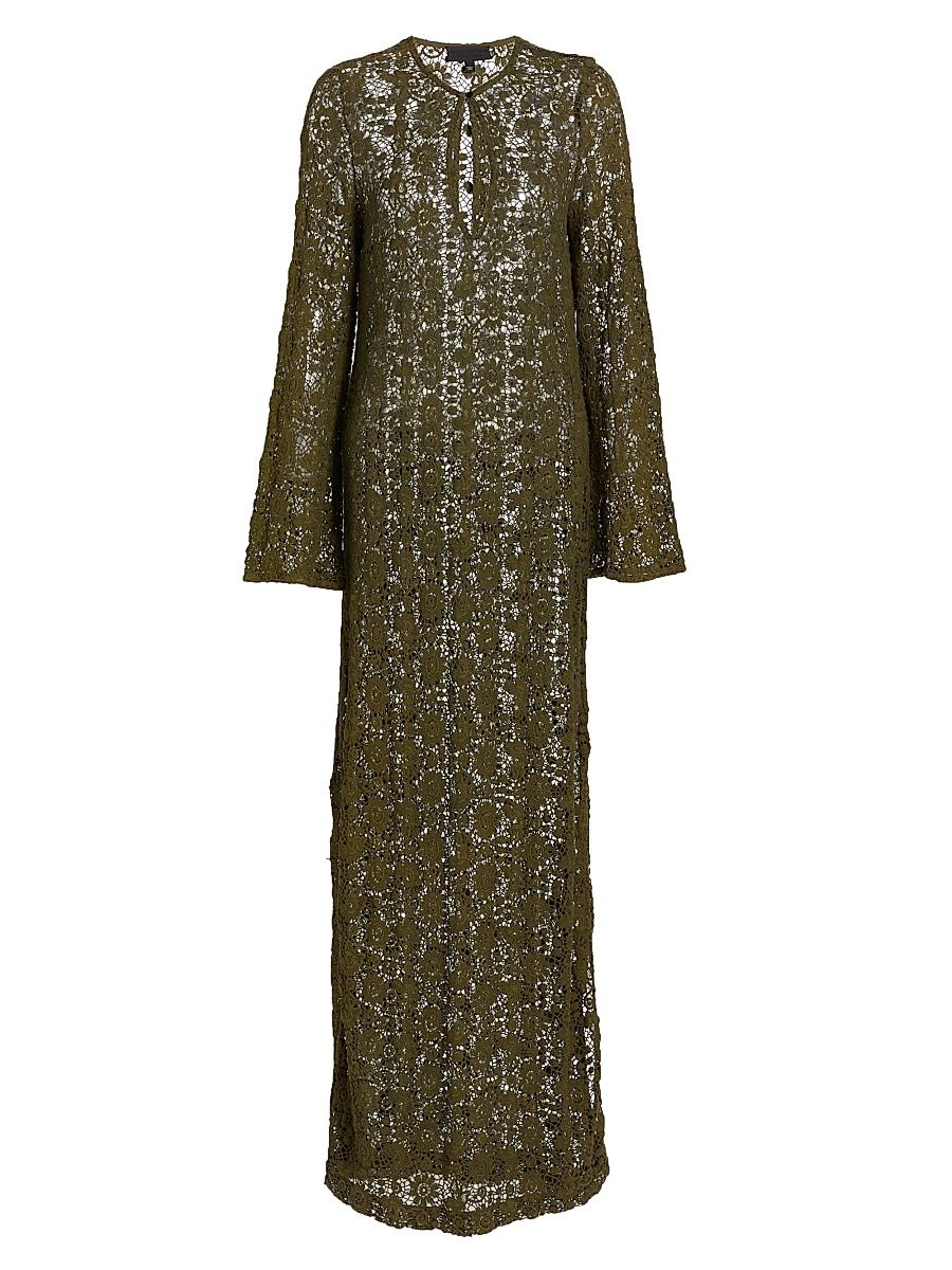 Nili Lotan Women's Della Lace Maxi Dress - Army Green - Size Small