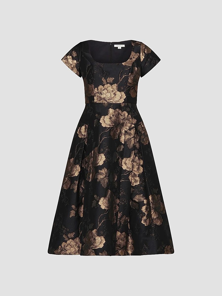 Women's Sadie Floral Jacquard Midi Dress - Dark Twilight - Size 18