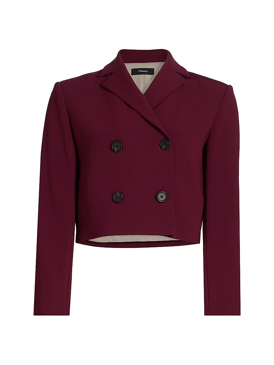 Women's Cropped Double-Breasted Jacket - Grenache - Size 12