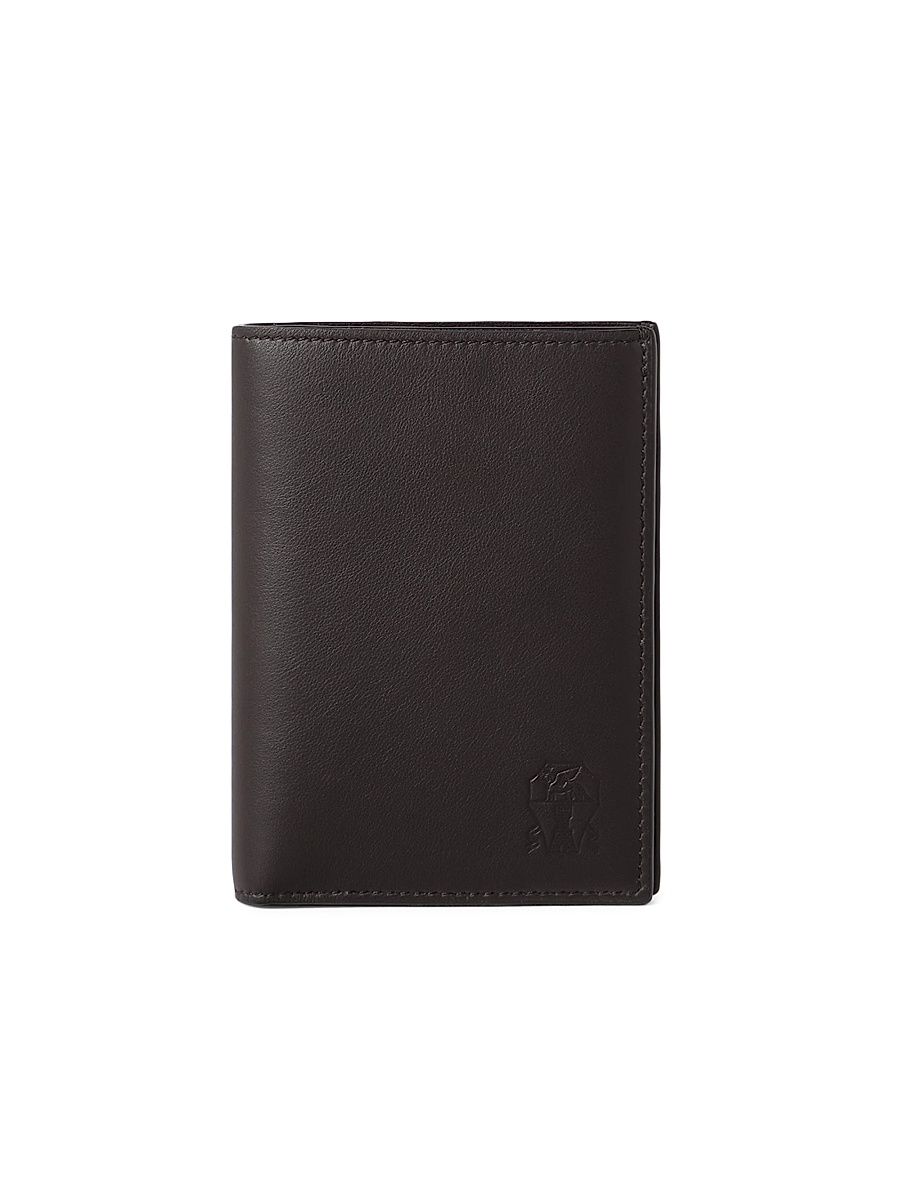 Men's Smooth Calfskin Passport Holder - Rust Brown