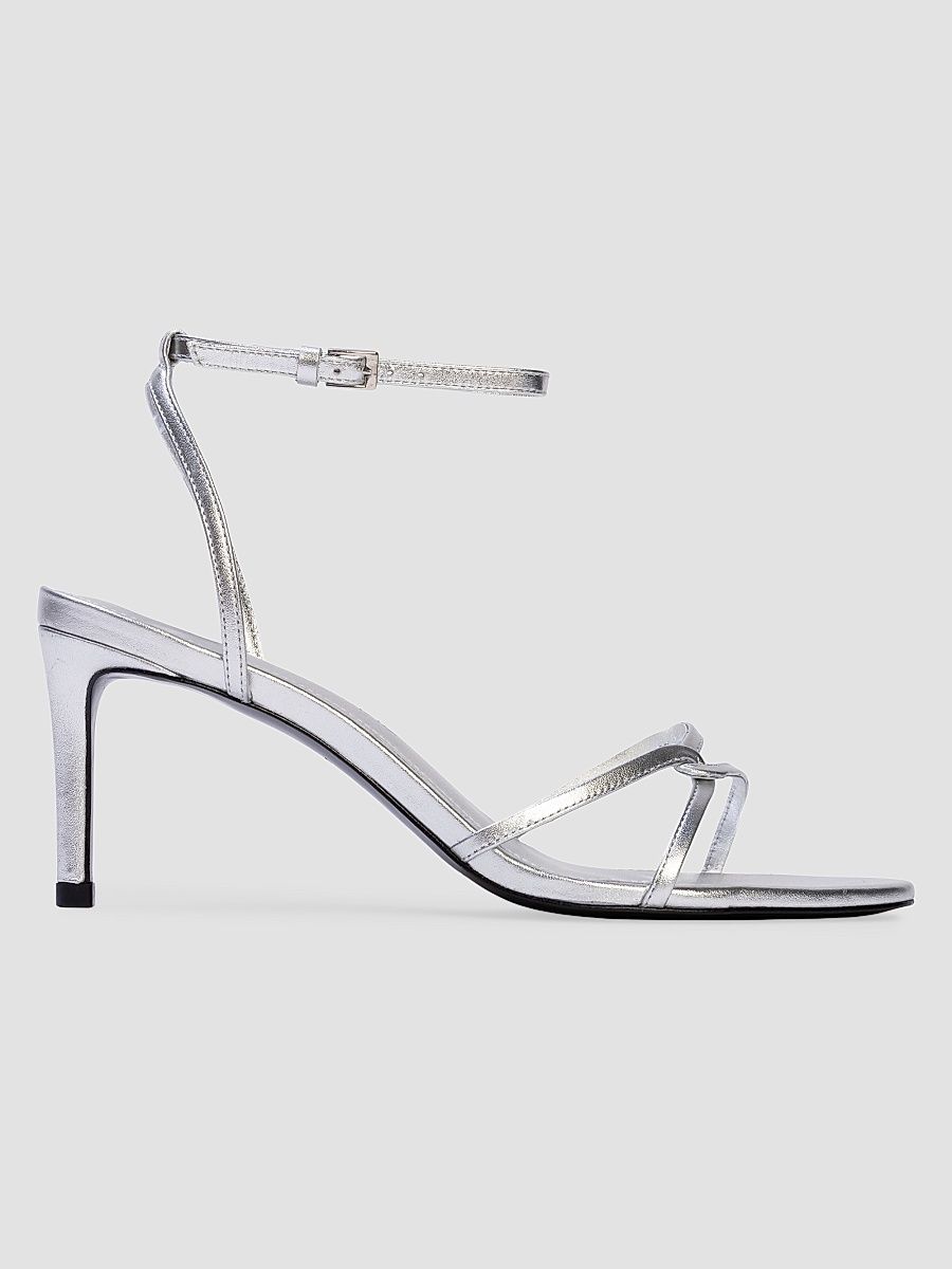 Women's Miley 70MM Metallic Sandals - Silver Metallic Leather - Size 12