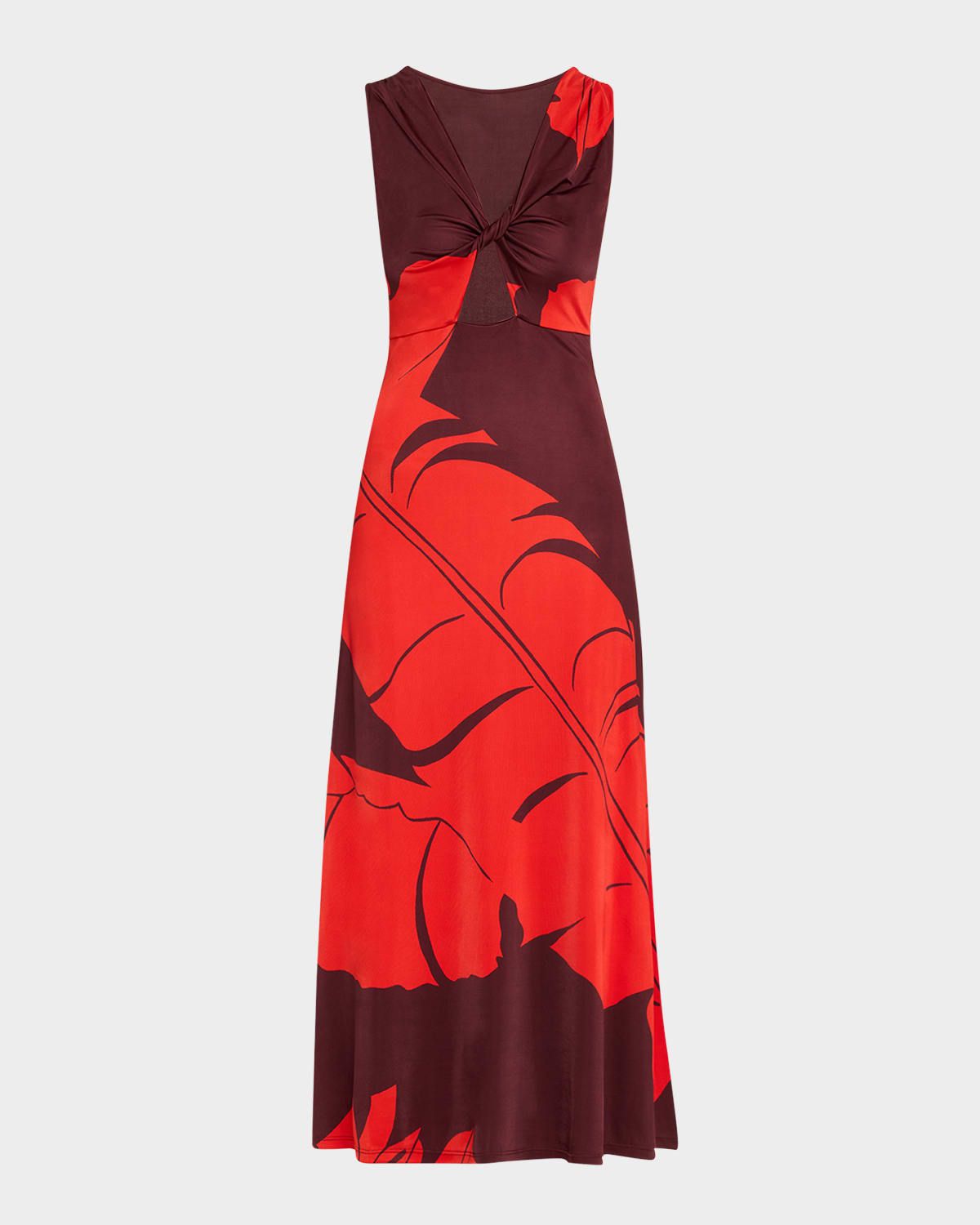 Deep Heart Twisted Cutout Ankle Dress