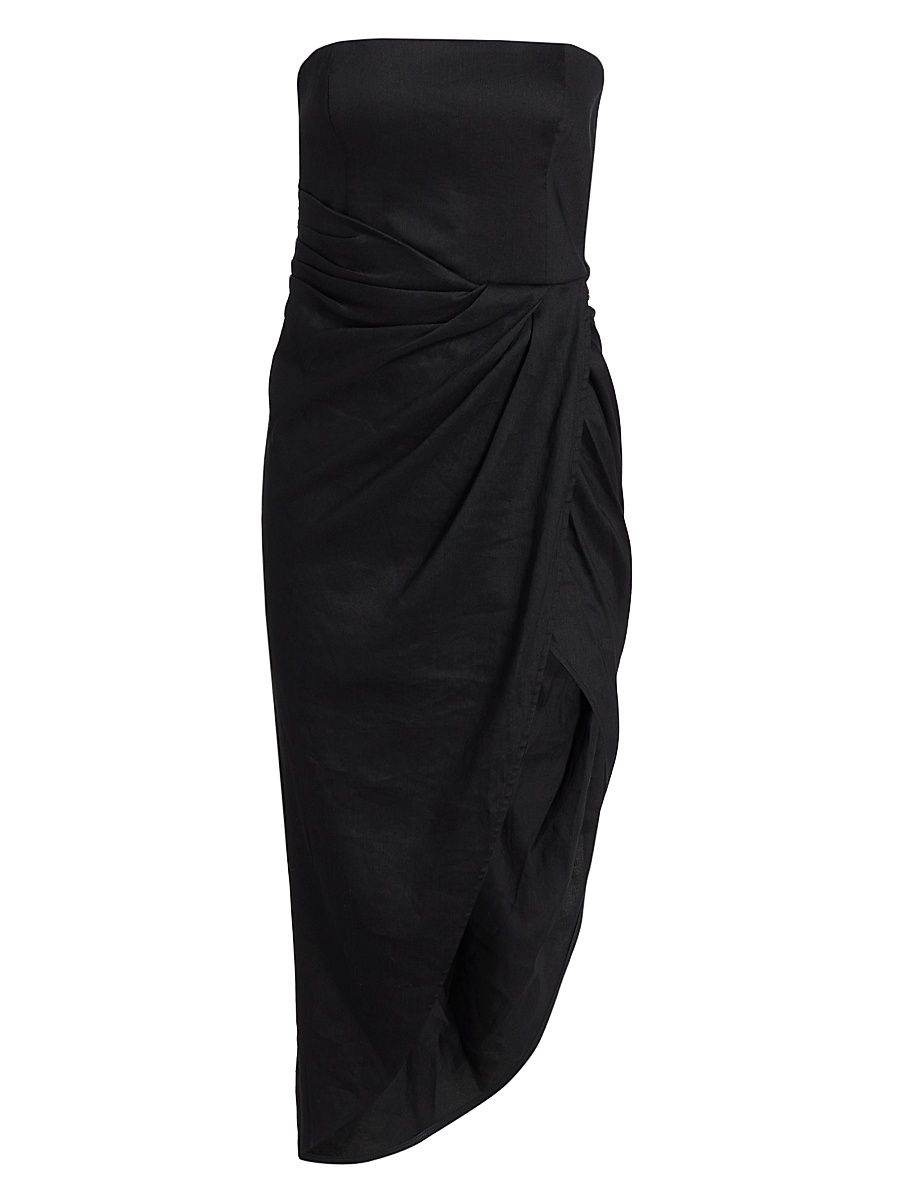 Women's Lica Strapless Asymmetric Midi-Dress - Black - Size XXL