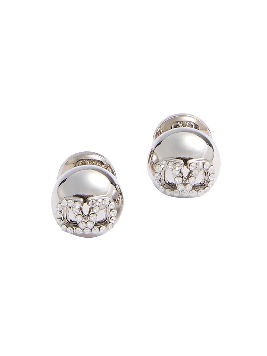 Women's VLogo Signature Metal and Swarovski Crystal Earrings - Palladium Crystal