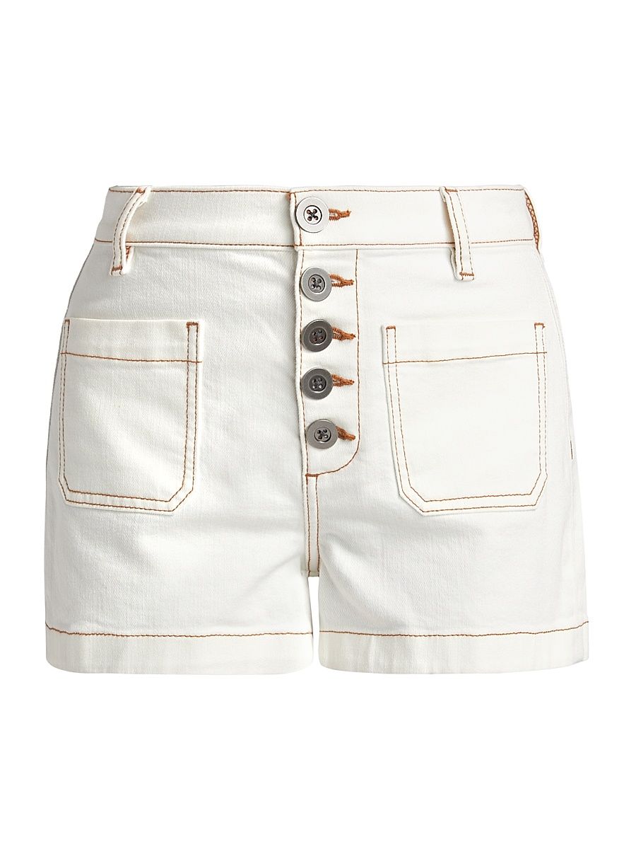 Women's Cindy Stitched Cotton-Blend Shorts - White Baja Brown - Size 30